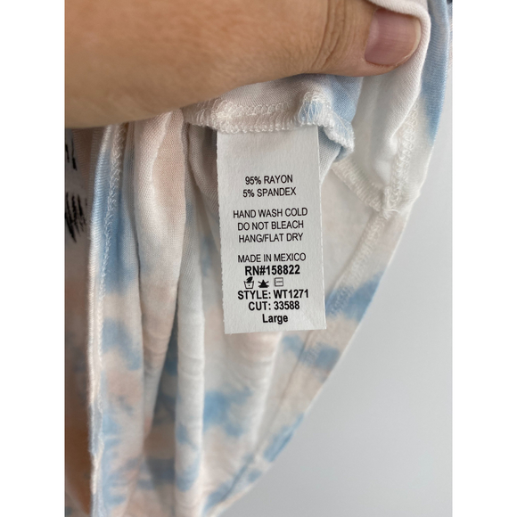Wst Cst NWT Lightning Tiger Tie Dye Short Sleeve Crew Neck Tee Blue Pink Lrg New - Picture 7 of 7